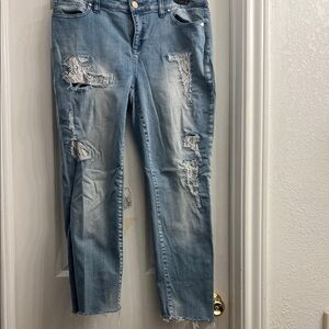 Black Label Light Blue Distressed Cropped Jeans
